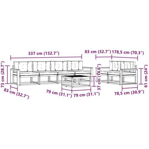  Set vanjskih sofa 6 kom. Bijela i krem Slike