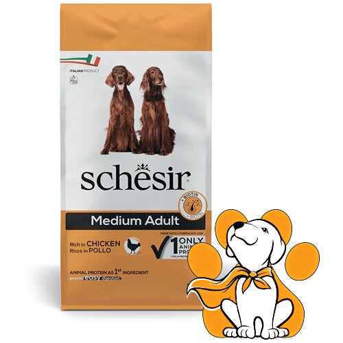 Schesir dog Medium, Chicken 12kg, Hranu Za Odrasle Pse Srednjih Rasa Cene