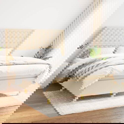 The Living Store Box spring postelja z vzmetnico krem 140x200 cm blago - Box Spring Postelja, (21513671) Slike