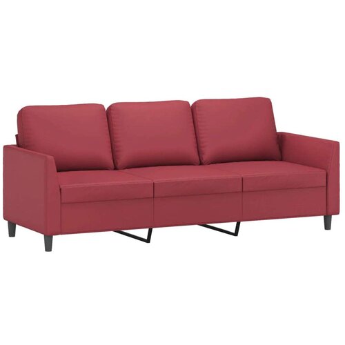  4-dijelni set sofa s jastucima crvena boja vina od umjetne kože Slike