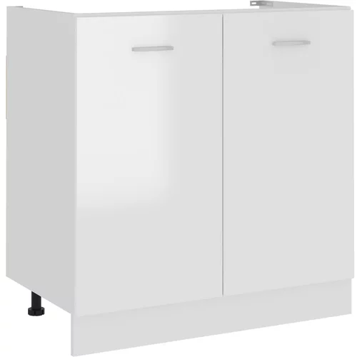vidaXL Spodnja omarica za umivalnik visok sijaj bela 80x46x81,5 cm