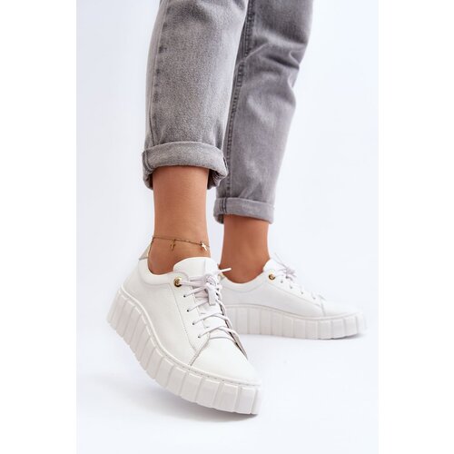 Zazoo Women&amp;#039;s Leather Chunky Sole Shoes 2919 White Slike