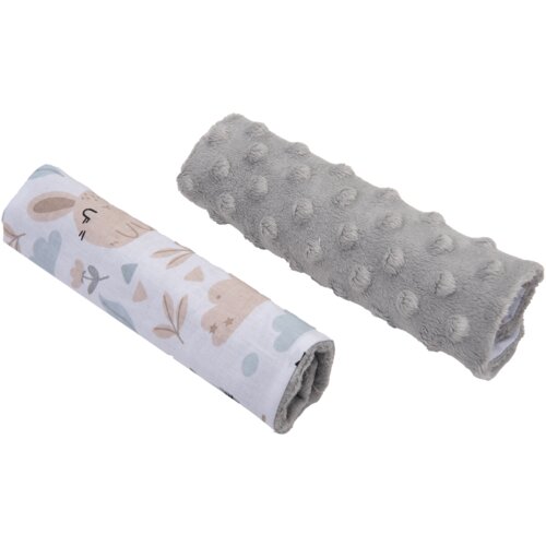Medi Partners Stroller belt protectors (2 pcs.) cotton + minky &amp;ndash; Polana + gray minky Slike