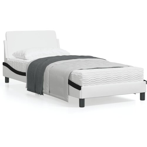 VidaXL Posteljni okvir z vzglavjem bel in črn 80x200 cm umetno usnje Slike