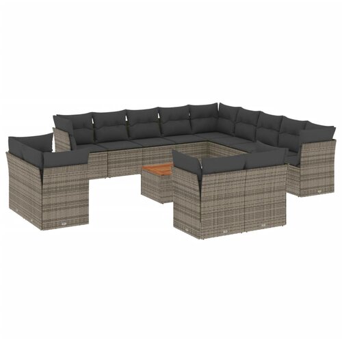 Maison Chic Seti vrtnega pohištva - Vrtna garnitura - Vrtni pohištvo set 14-delna z blazinami siv poli ratan, (21809410) Cene