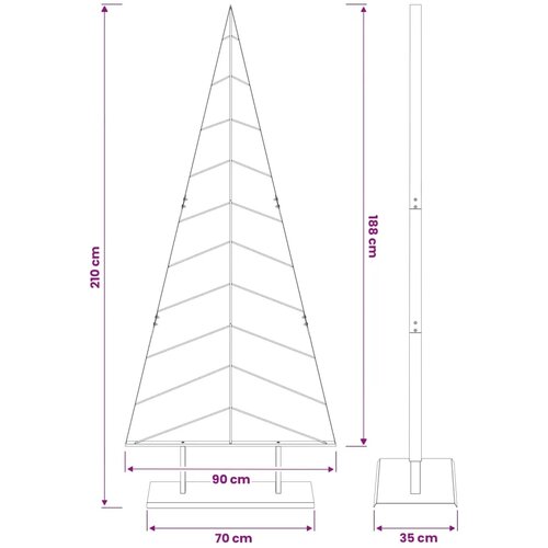  Metalno božićno drvce sa stalkom KUOPIO 210 cm Čelik Zlatno - Zlatno 210 cm Slike