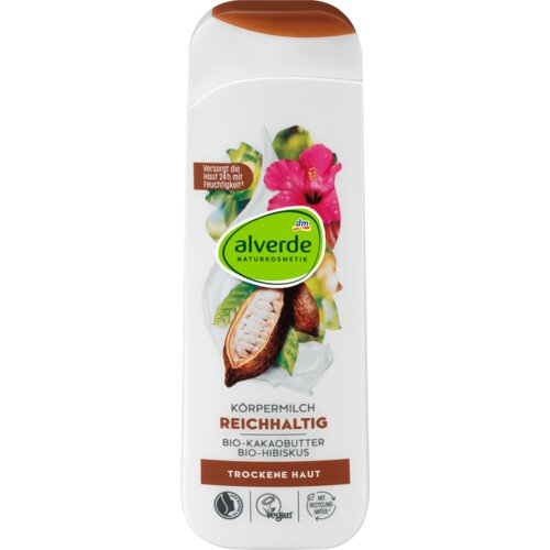 Alverde Naturkosmetik mleko za telo - kakao puter i hibiskus 250 ml Slike