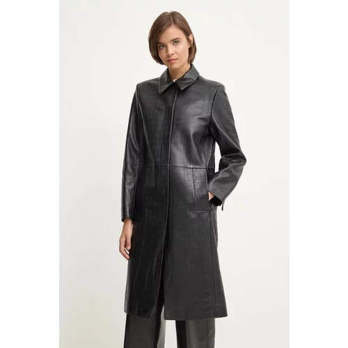Calvin Klein Kožni kaput za žene, boja: crna, za prijelazno razdoblje, K20K207081