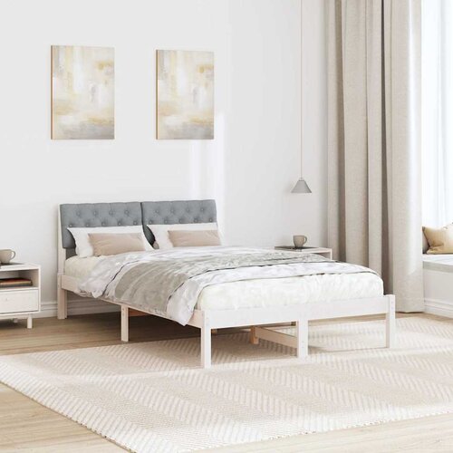  Okvir kreveta s uzglavljem Bijela i svijetlosiva 120 x 200 cm Slike