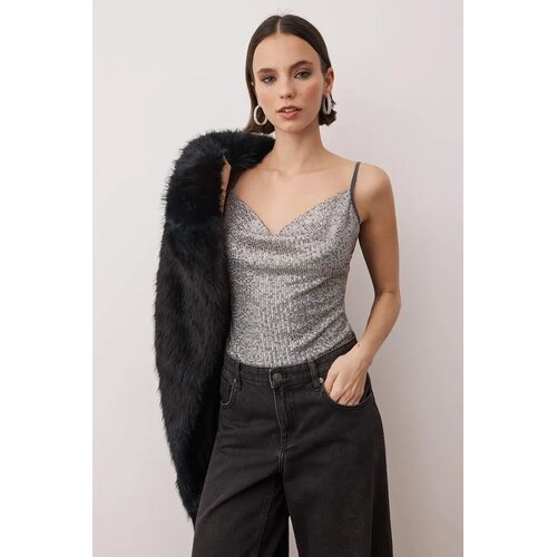 TRENDYOLMILLA ženski bodi model Tpraw26Bd00030, antracit-siva Cene