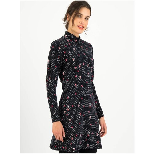 Blutsgeschwister Black Floral Sweater Dress Sweet Turtle Mania - Women Slike