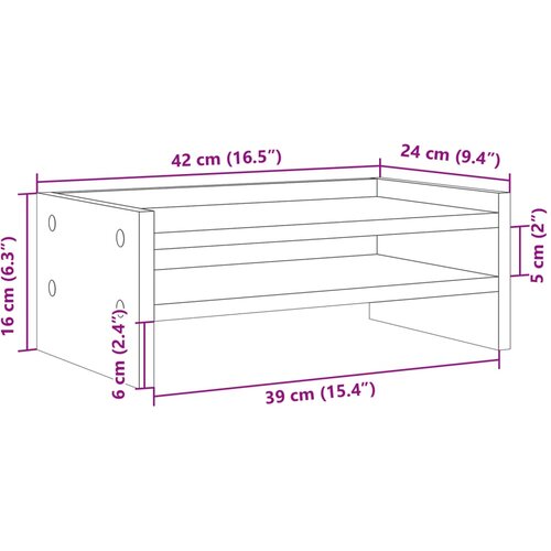 Stalak za monitor siva boja betona 42x24x16 cm drveni Slike