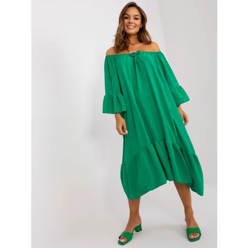 Fashion Hunters Green oversize midi dress with frills