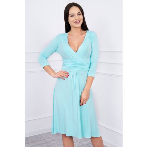Kesi Dress with underbust neckline, 3/4 sleeves mint Slike