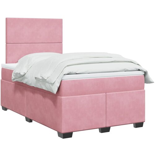 vidaXL Box spring postelja z vzmetnico roza 120x190 cm žamet Cene