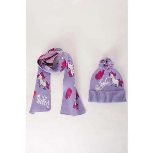 Defacto Girl's Unicorn Patterned Scarf and Beret Set of 2