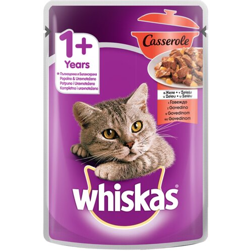whiscas purina hrana za odrasle mačke whiskas casserole, govedina u želeu, 85g Cene