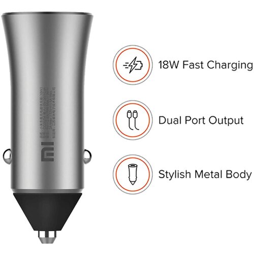 Xiaomi Auto punjač za smartphone, 2 x USB, QC 18 W, 12-24 V, 2.4 A &amp;ndash; Mi Car Charger Pro Slike