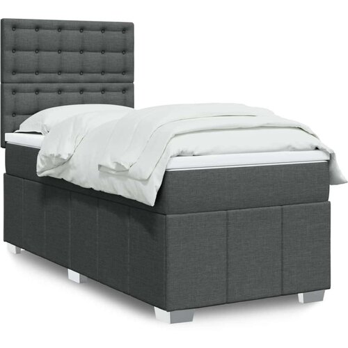 vidaXL Box spring postelja z vzmetnico temno siva 80x200 cm blago Cene