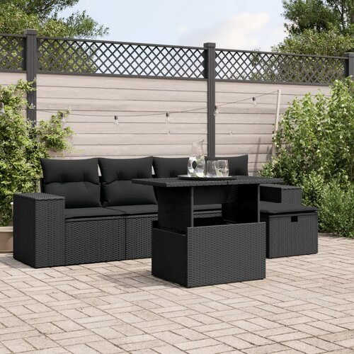 vidaXL 6-dijelni set vrtnih sofa s jastucima crni od poliratana Cijene