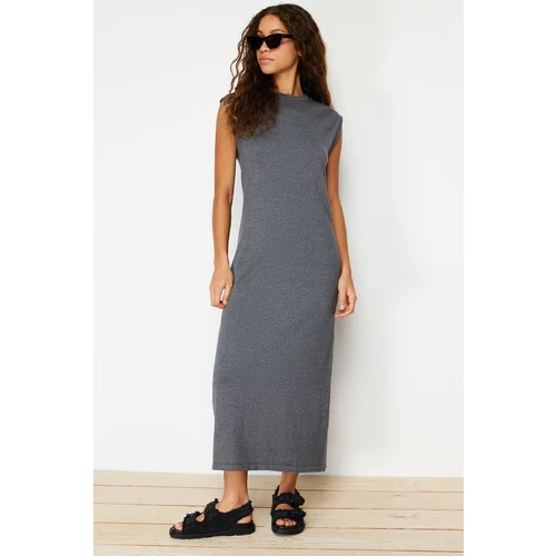 Trendyol Anthracite Limited Edition Maxi Knitwear Basic Thin Dress
