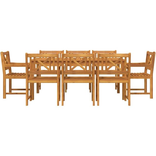  Vrtni set za objed 9 kom. 8-sjedala Smeđa Čvrsto drvo akacije 180 x 90 x 74 cm Slike