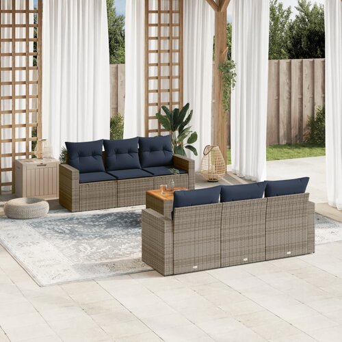 vidaXL 7-dijelni set vrtnih sofa od poliratana s jastucima sivi Cene