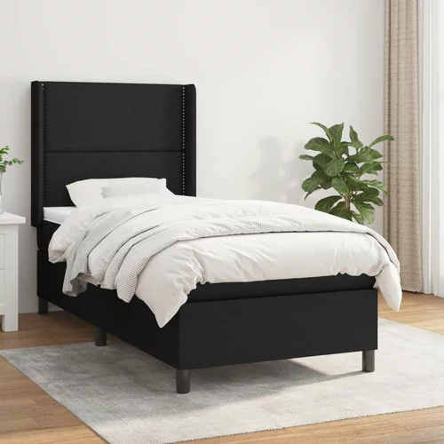 Box spring postelja z vzmetnico črna 90x200 cm blago, (20896805)