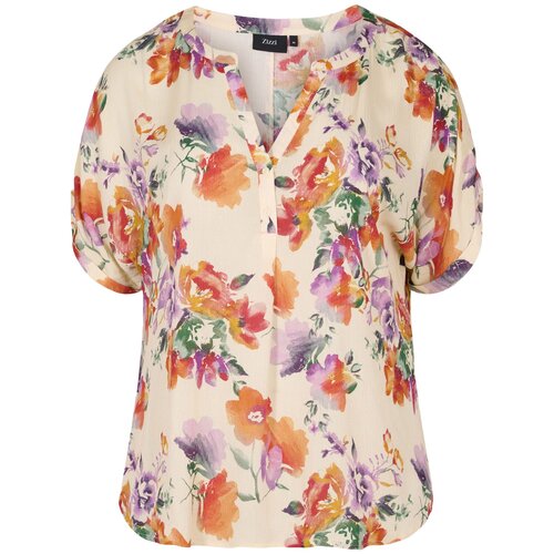 Zizzi Bluza &amp;#039;VWISMA&amp;#039; zelena / lila / oranžna / off-bela Slike