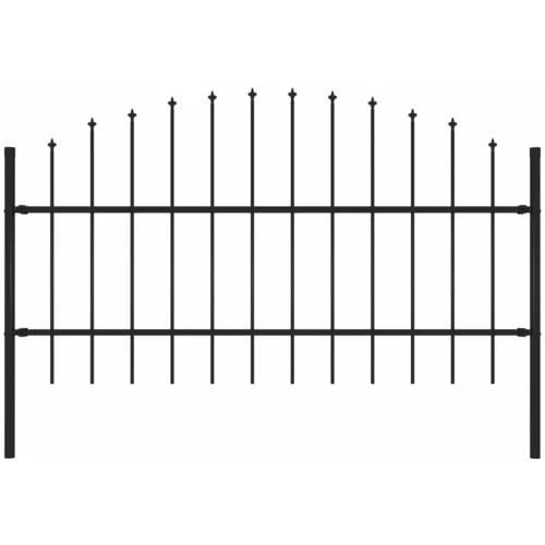 vidaXL vrtna ograda s ukrasnim kopljima (0,75 - 1) x 1,7 m čelična crna