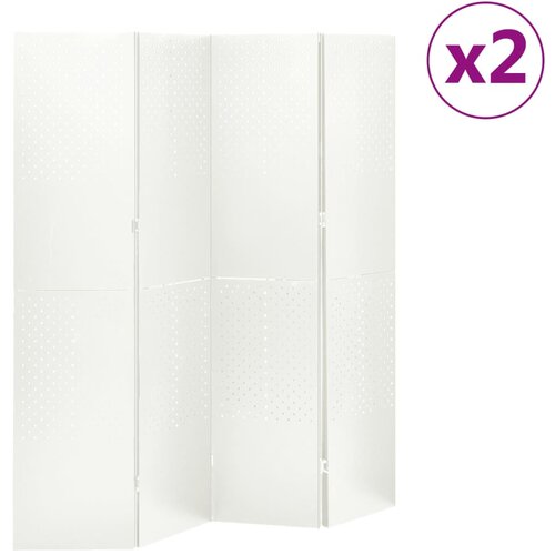  Sobne pregrade s 4 panela 2 kom bijele 160 x 180 cm čelične Cene