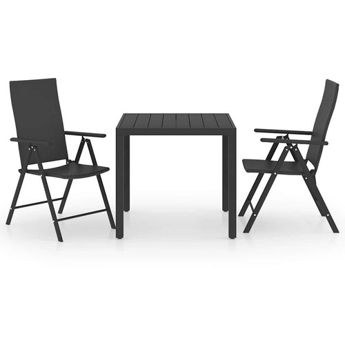  3-dijelni vrtni blagovaonski set crni Crna Slike