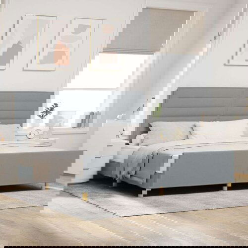  Postelja v svetlo sivi, 200x200 cm, Tkanina, (22048992) Slike