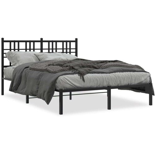 Metalni okvir za krevet s uzglavljem crni 135x190 cm Cijene
