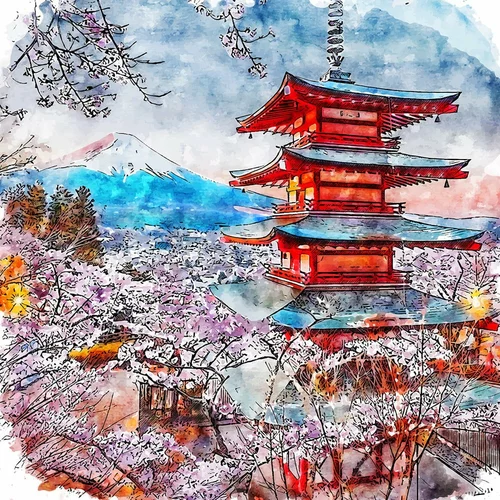 Fedkolor Slika 50x50 cm Chureito Pagoda –