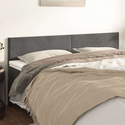  Posteljno vzglavje 2 kosa temno siv 90x5x78/88 cm žamet, (20793054) Slike