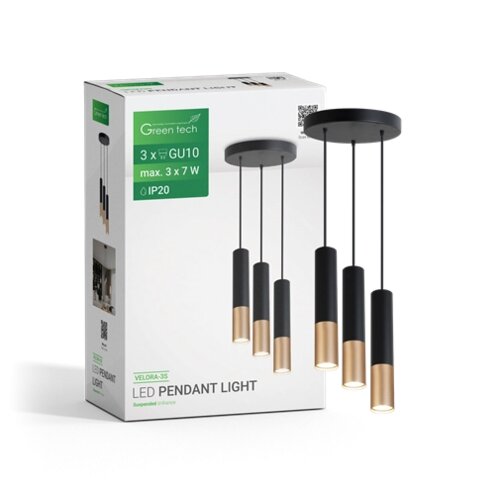 Greentech LED VISILICA GU10 X3 CRNO-ZLATNA Cene