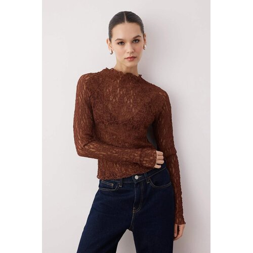 TRENDYOLMILLA ženska bluza Twoaw26Bz00048, braon-braon Cene