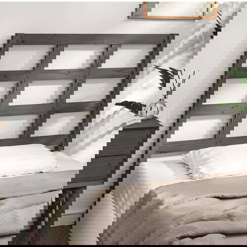  Posteljno vzglavje sivo 95,5x4x100 cm trdna borovina, (20646923) Slike