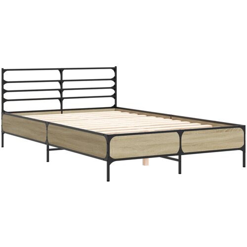  Okvir za krevet boja hrasta 120x190cm konstruirano drvo i metal Slike