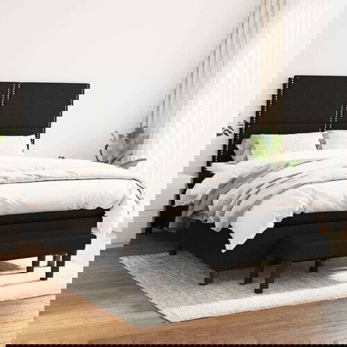  Krevet s oprugama i madracem crni 140 x 190 cm od tkanine Slike