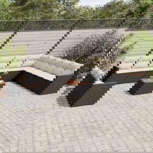  12-dijelni set vrtnih sofa od poliratana s jastucima crni Slike
