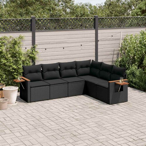  6-dijelni set vrtnih sofa s jastucima crni od poliratana Cijene