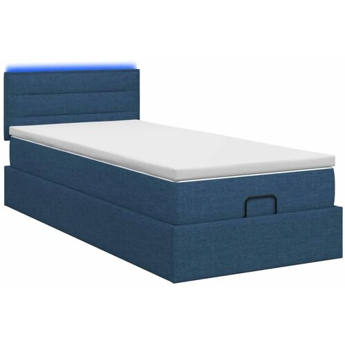  Krevet od pjene s madracem i LED-om Plava 90 x 190 cm Tkanina - Plava 90 x 190 cm Dizajn linija Slike