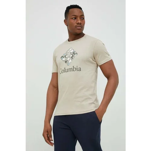 Columbia Bombažna kratka majica bež barva