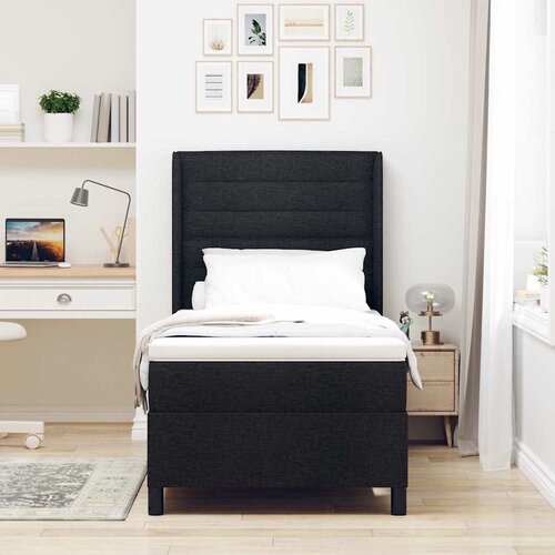  LED Box Spring Krevet s uzglavljem Crna 80 x 200 cm tkanina Slike
