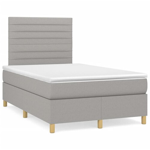 vidaXL Box spring postelja z vzmetnico LED sv. siva 120x190 cm blago Cene
