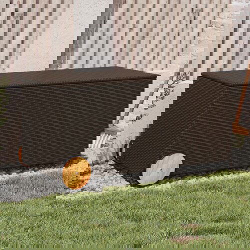  The Living Store Vrtna škatla za shranjevanje s kolesi rjava 190L poli ratan - Vrtna Škatla Za Shranjevanje, (21481107) Cene