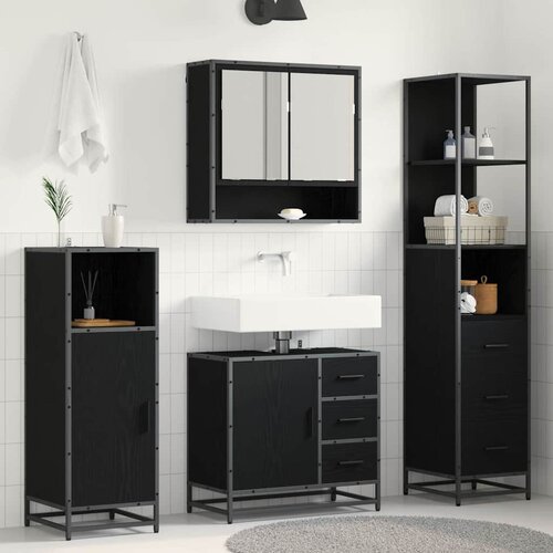 vidaXL set namje&scaron;taja za kupaonicu 3 pcs crni hrast konstruirano drvo Cijene