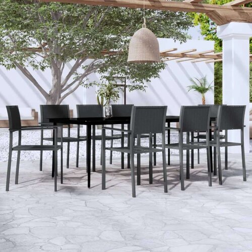  9-dijelni vrtni blagovaonski set crni Slike